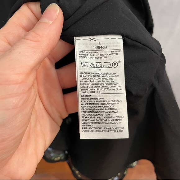 Banana Republic Black Floral Dress Flutter Sleeve V-Neck Cinch Dress - Picture 15 of 16